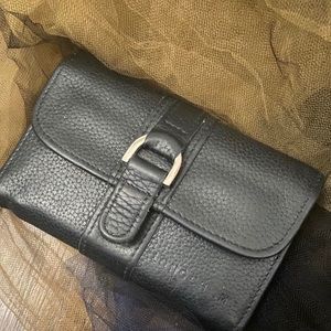 LONGCHAMP Frm FRANCE CLASSY BLACK PEBBLED LEATHER VNTG CARD Wallet GORG Sm